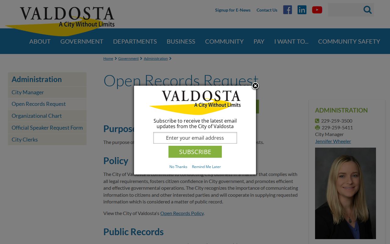 Valdosta Police official open records request path for arrest records
